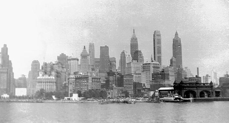 new york city skyline outline. her New York cargo was now